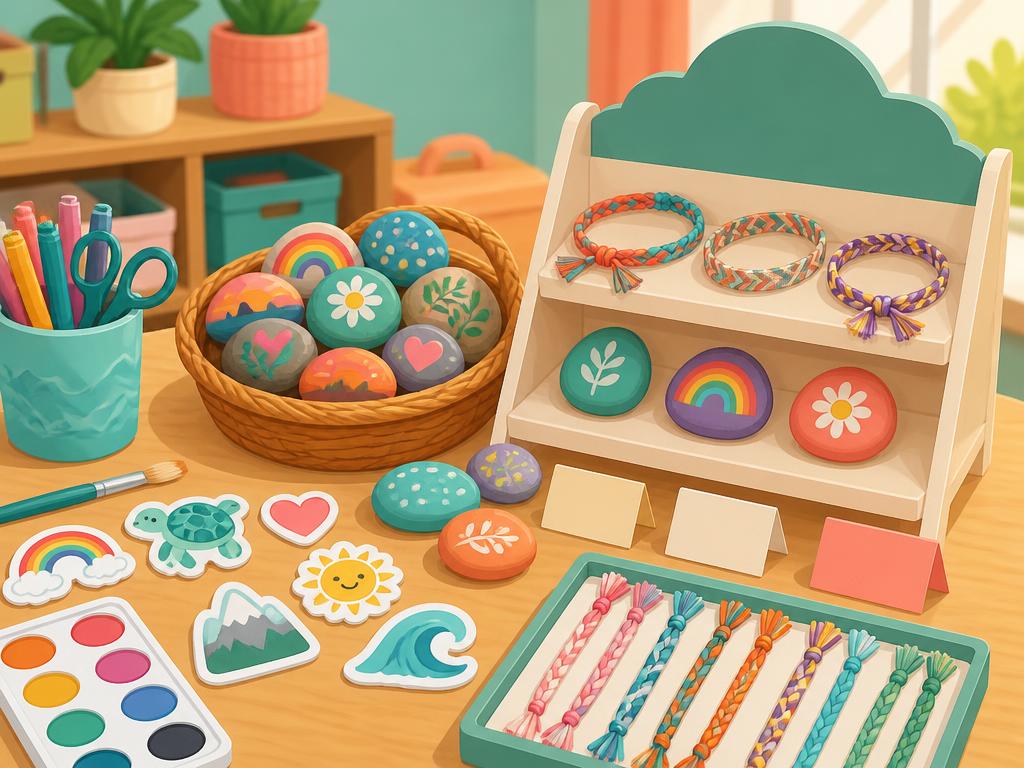 Handmade kids products on a market table